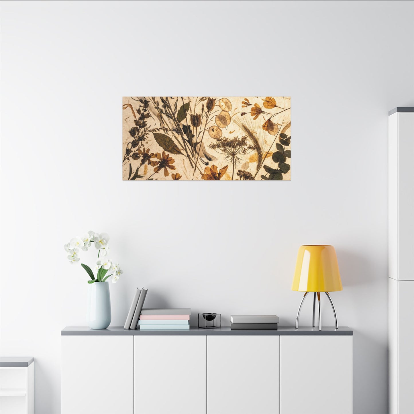 Dried Flowers Summer Canvas Art | Japandi Neutral Design