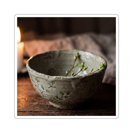 Ceramic Bowl Spring Sticker | Japandi Earthy Design