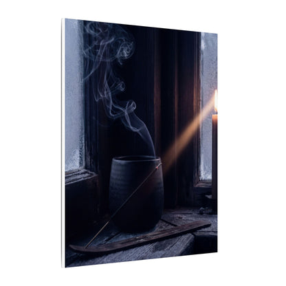 Incense Smoke Winter Canvas Art | Dark Japandi Sophisticated Design