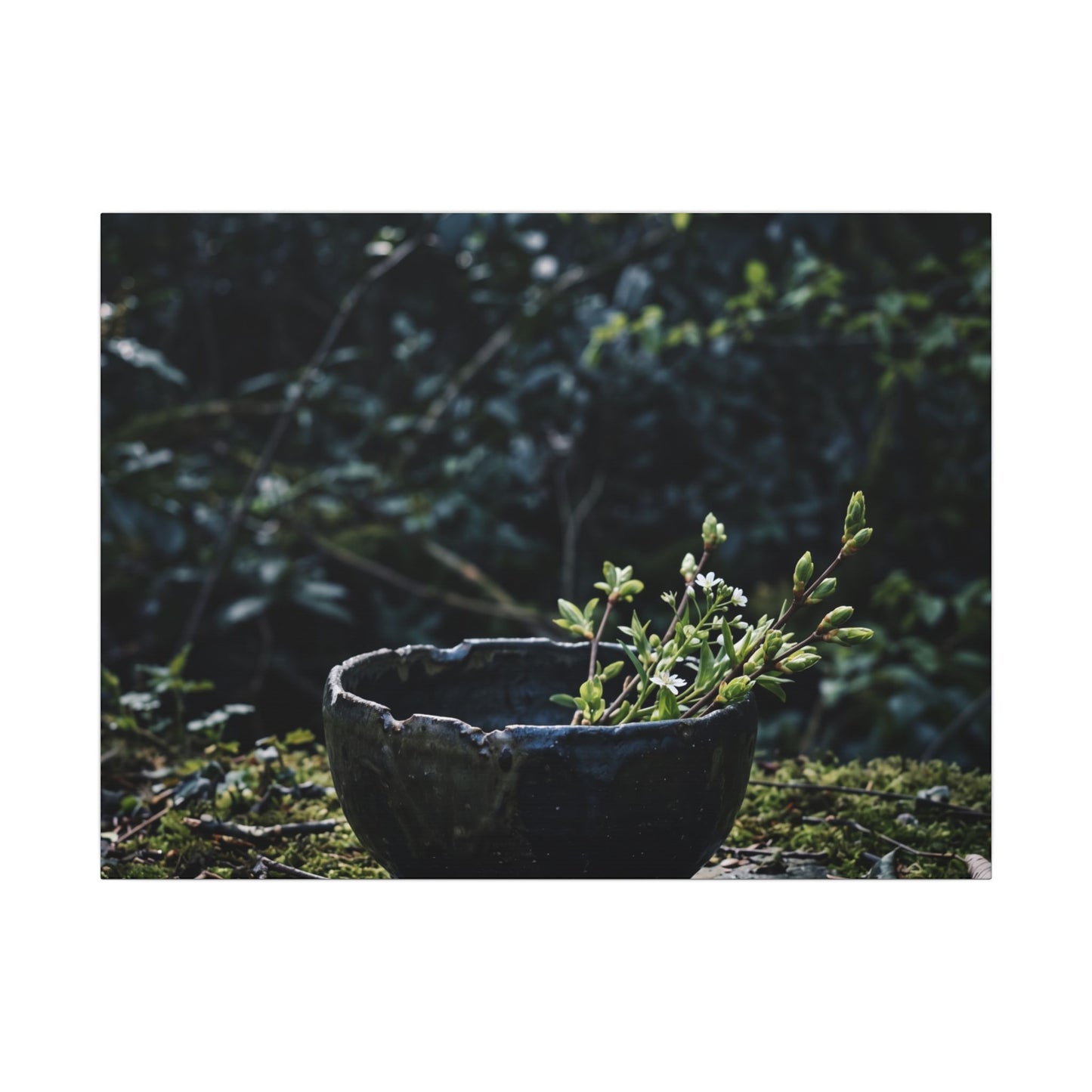 Dappled Ceramic Bowl Canvas Art - Dark Japandi Datsuzoku
