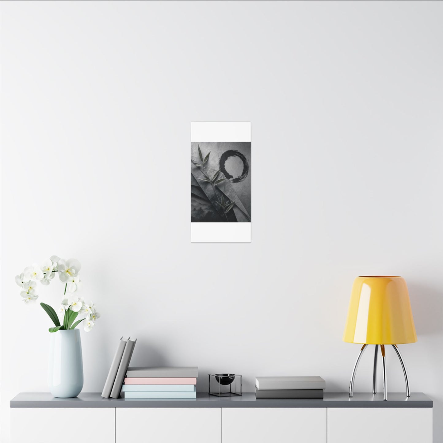 Winter Paper Fold Enso Canvas Art | Serene Decor