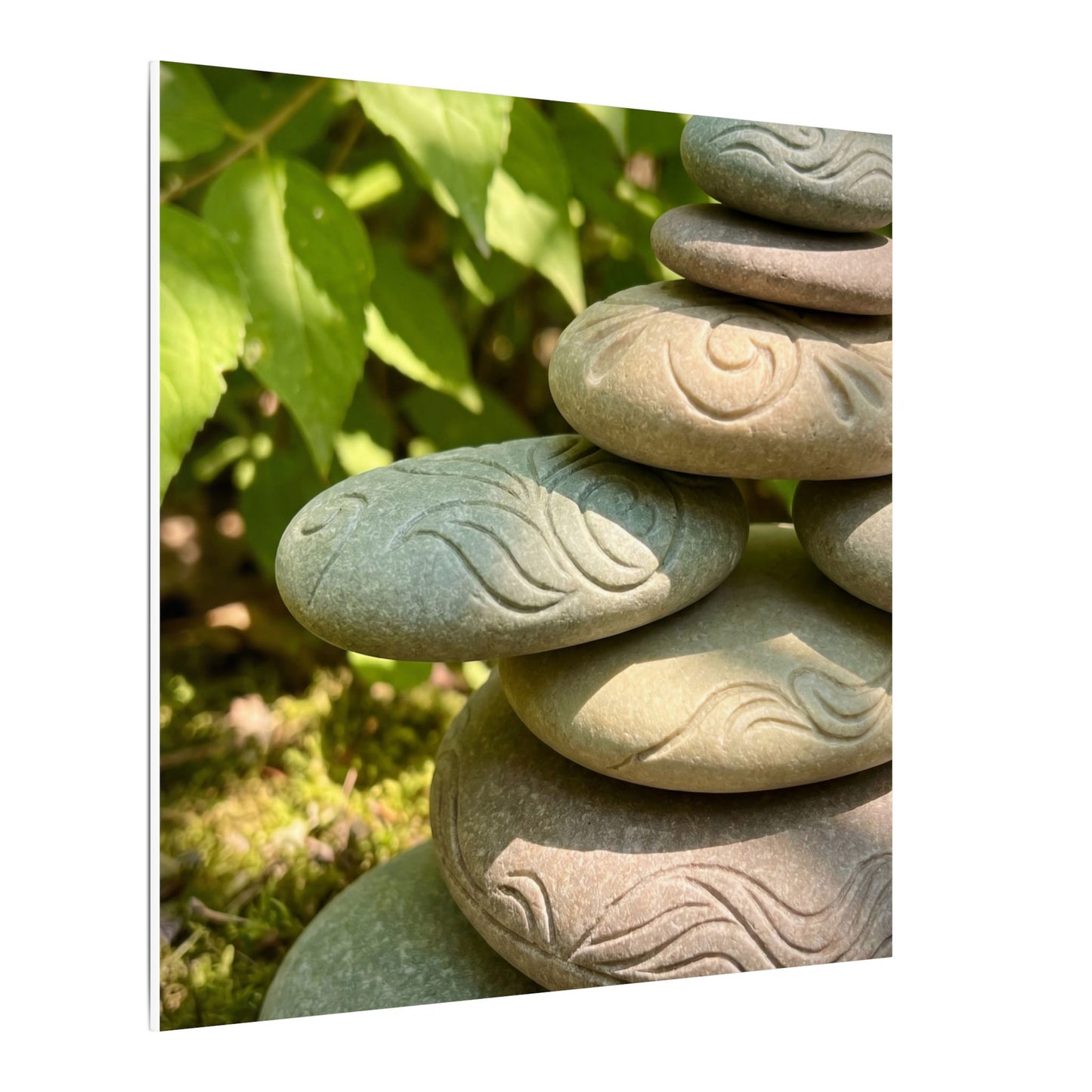 River Stones Summer Canvas Art | Japandi Earthy Design