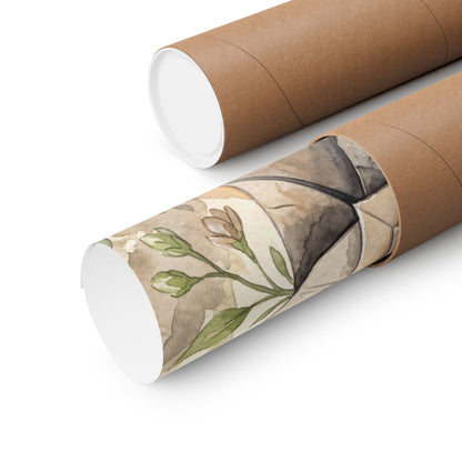 Golden Hour Paper Fold Wall Art Print - Japandi Mono No Aware