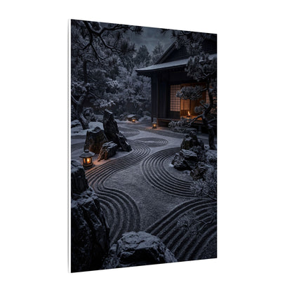Candlelight Rock Garden Canvas Art - Dark Japandi Fukinsei