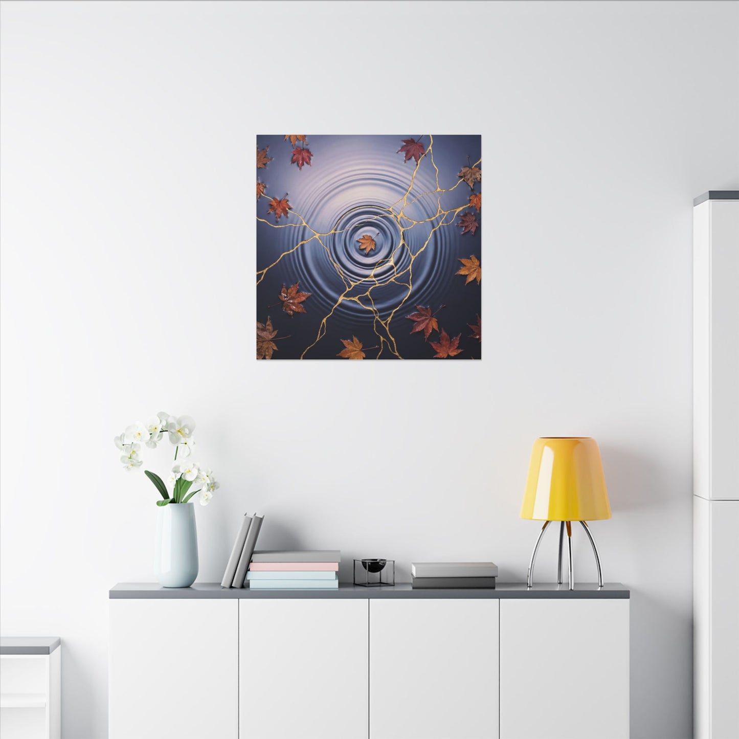 Kintsugi Water Ripple in Dawn | Gold Vein Canvas Art