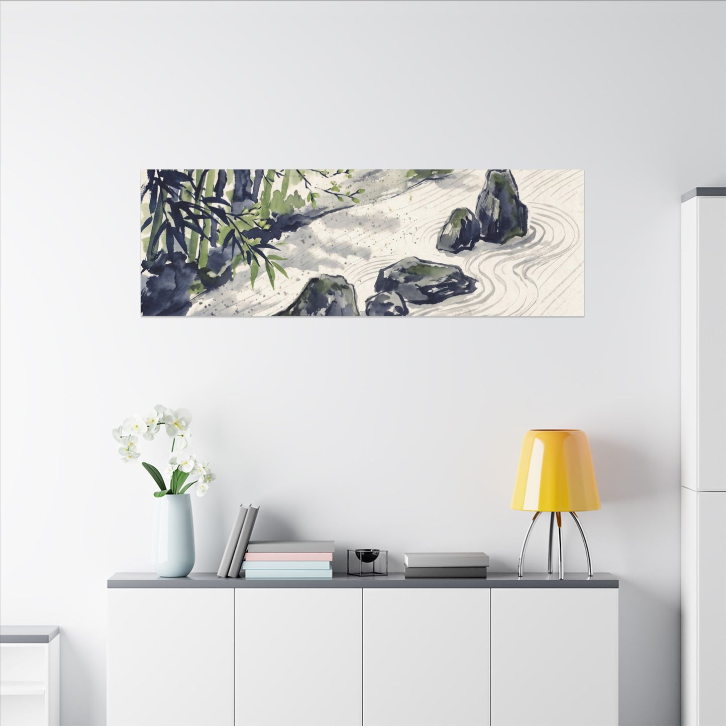 Dappled Rock Garden Canvas Art - Zen Mono No Aware