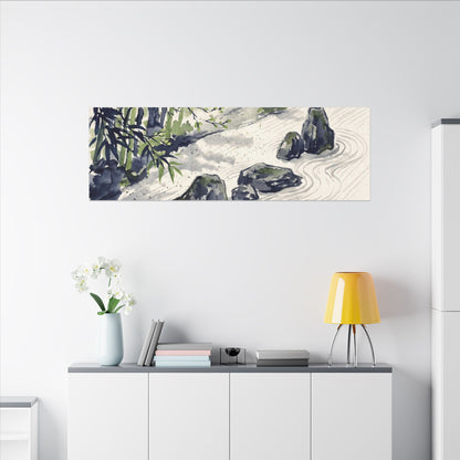 Dappled Rock Garden Canvas Art - Zen Mono No Aware