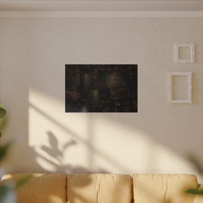 Moonlight Moonlit Garden Canvas Art - Dark Japandi Shibui