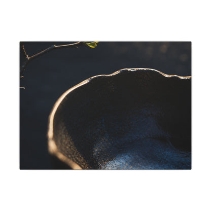 Ma Ceramic Bowl Canvas Art - Dark Japandi Shadow Zen