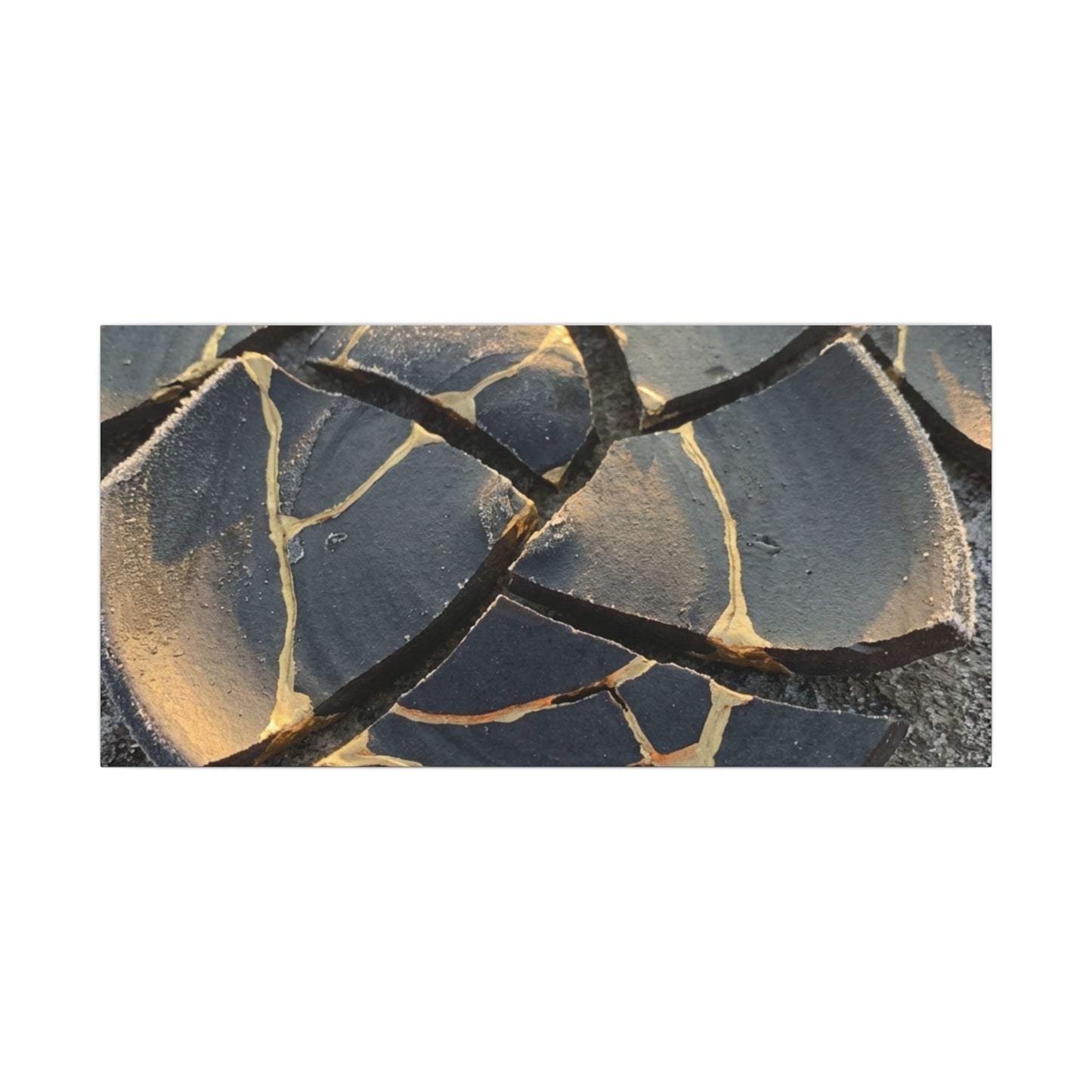 Broken Pottery Winter Canvas Art | Kintsugi Resilient Design