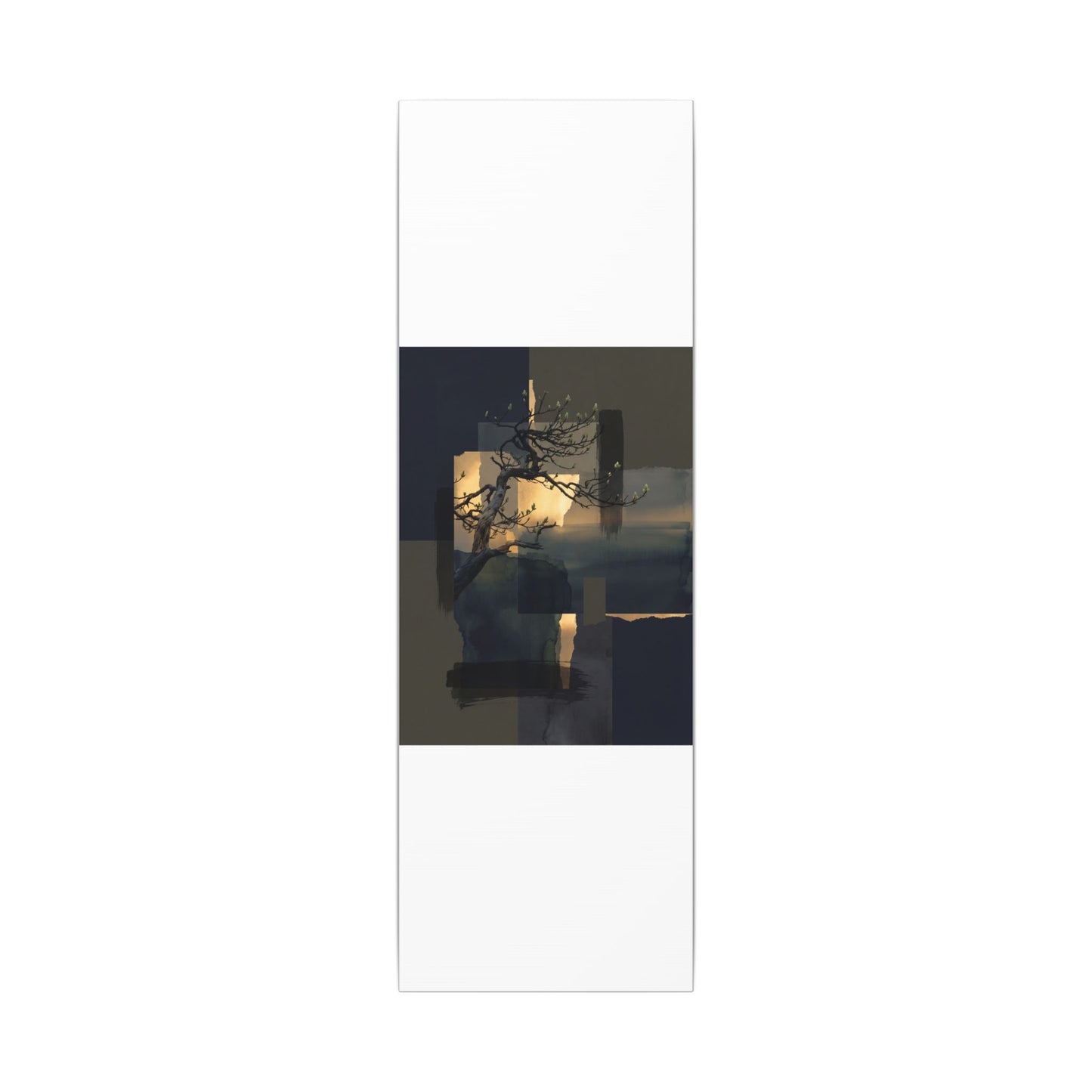 Golden Hour Pine Tree Canvas Art - Dark Japandi Kanso