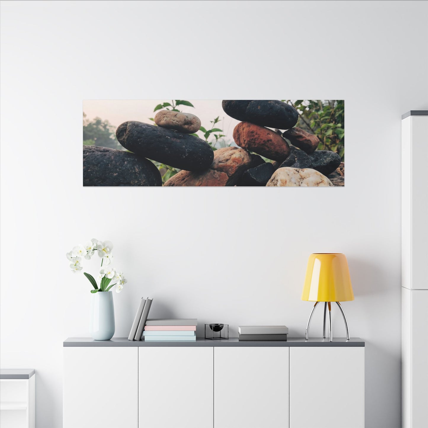 River Stones Canvas Art | Spring Kintsugi Broken Beauty Art