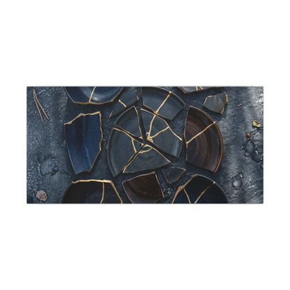 Dark Japandi Broken Pottery in Dappled | Shadow Zen Canvas Art