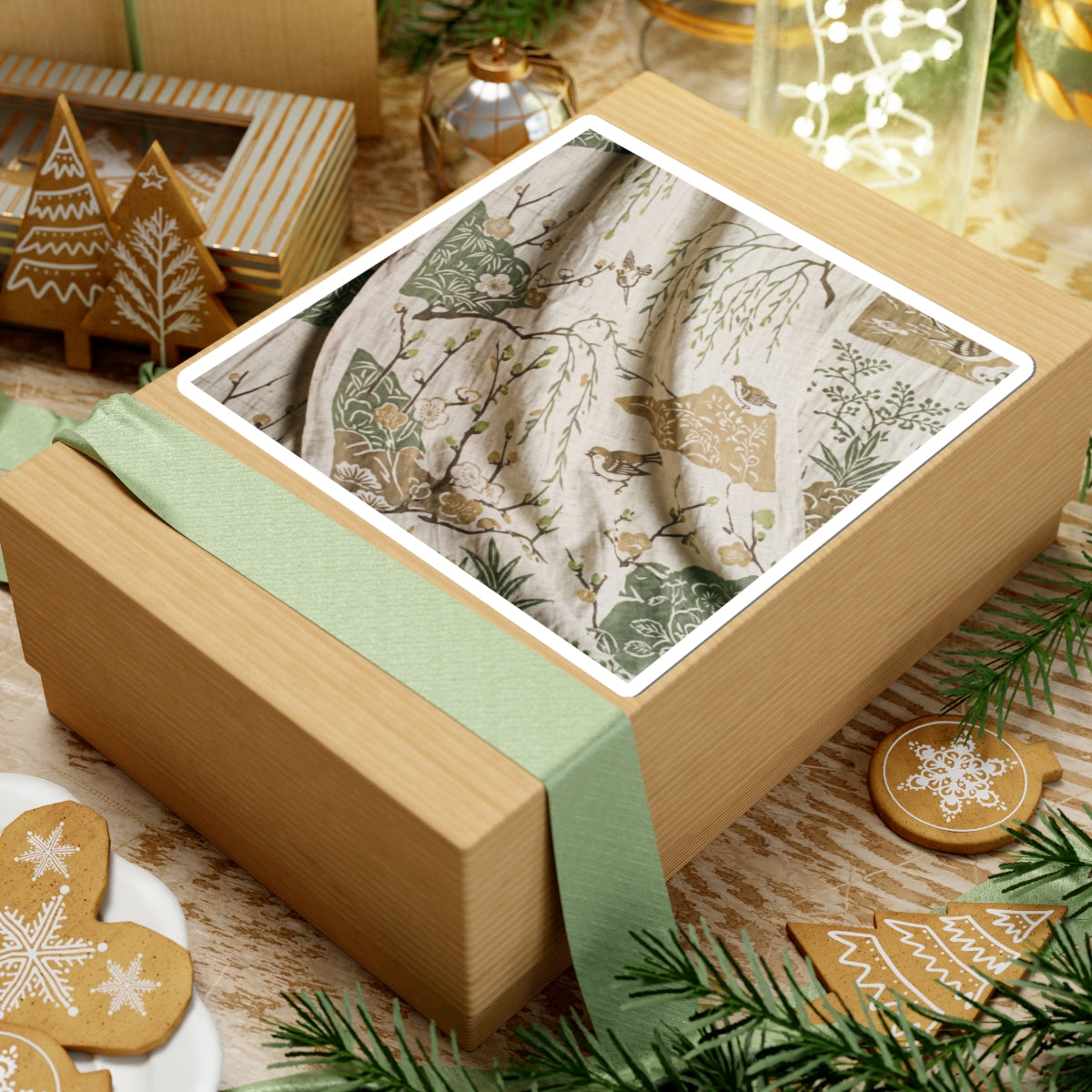 Japandi Silk Drape in Candlelight | Japanese Pattern Sticker