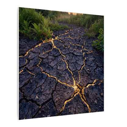 Cracked Earth Canvas Art | Summer Kintsugi Crackle Gold Art