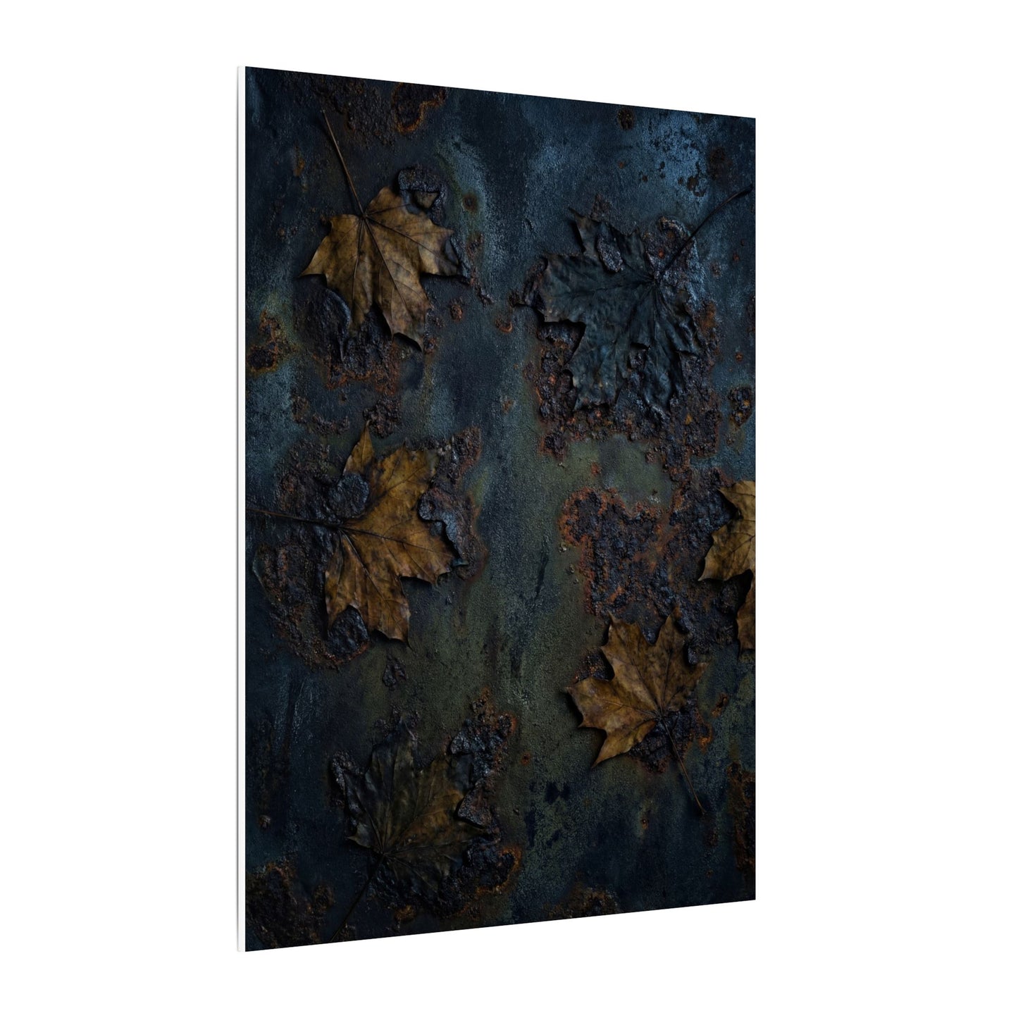Shibui Rust Patina Canvas Art - Dark Japandi Charcoal Ink