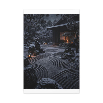 Candlelight Rock Garden Canvas Art - Dark Japandi Fukinsei