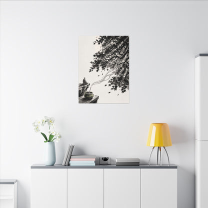 Serene Incense Smoke Canvas Art - Ukiyo E Inspired Zen