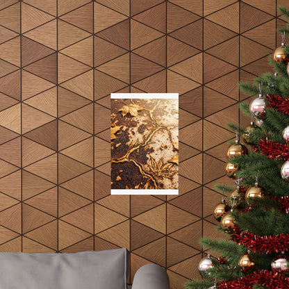 Rust Patina Wall Art Print | Autumn Kintsugi Gold Vein Art