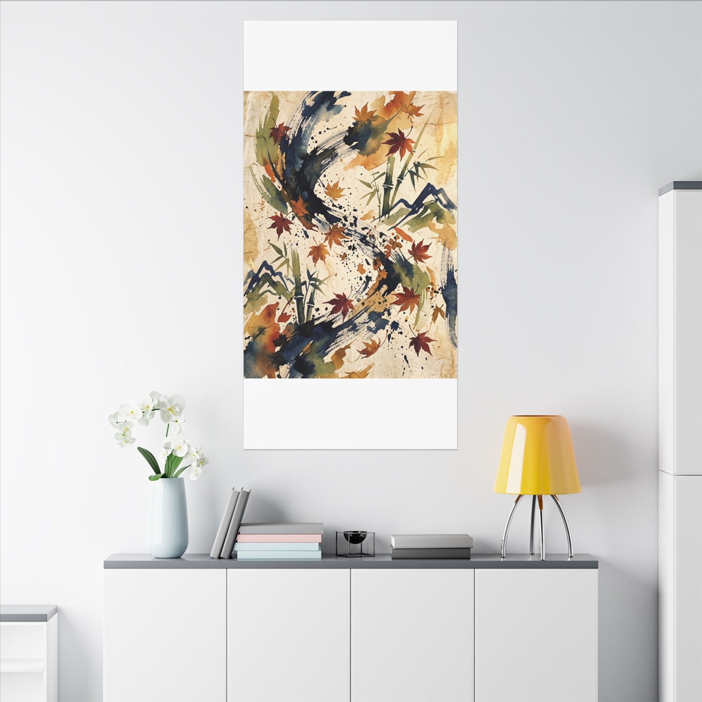 Golden Hour Ink Brushstroke Canvas Art - Zen Shibui