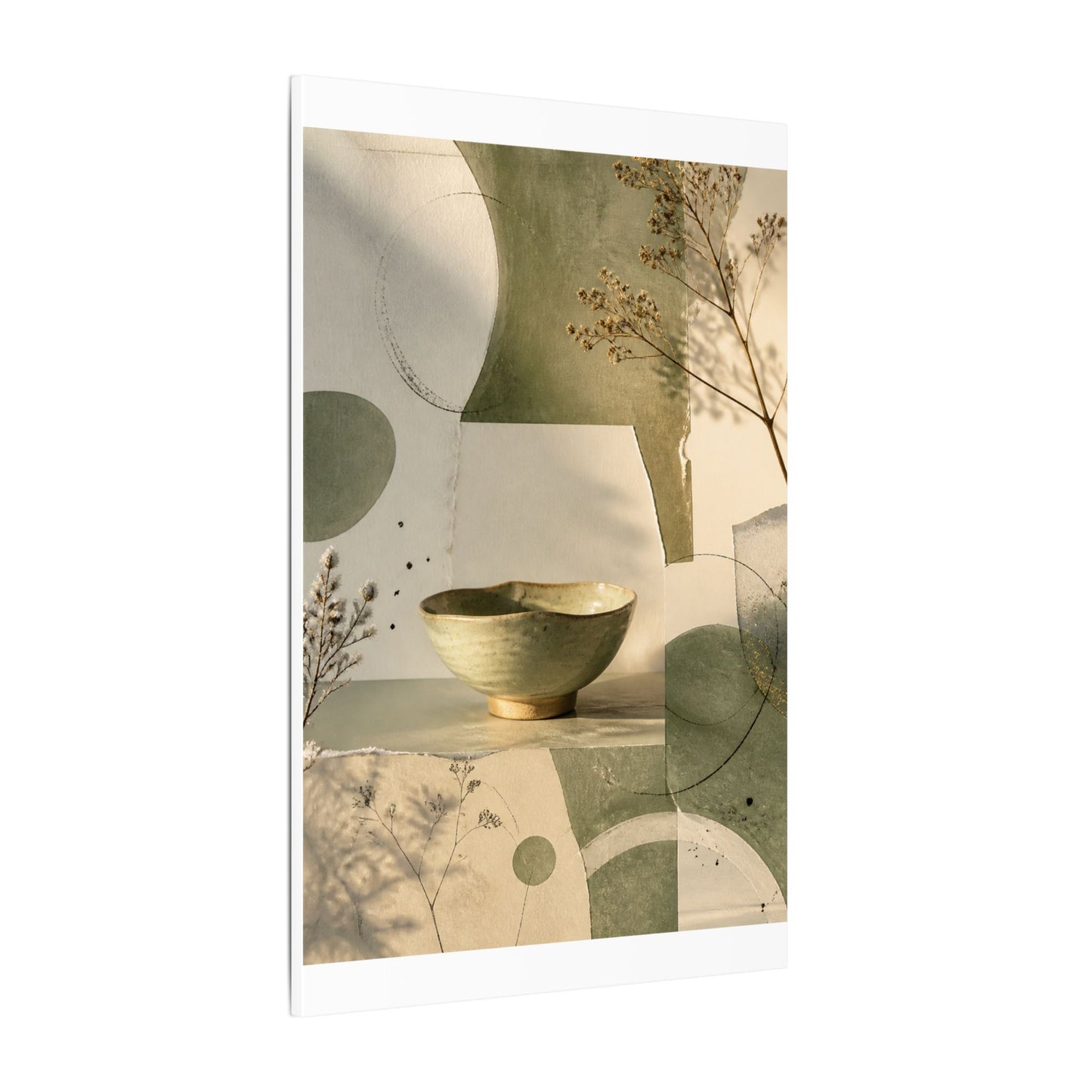 Warm Ceramic Bowl Canvas Art - Minimal Line Japandi