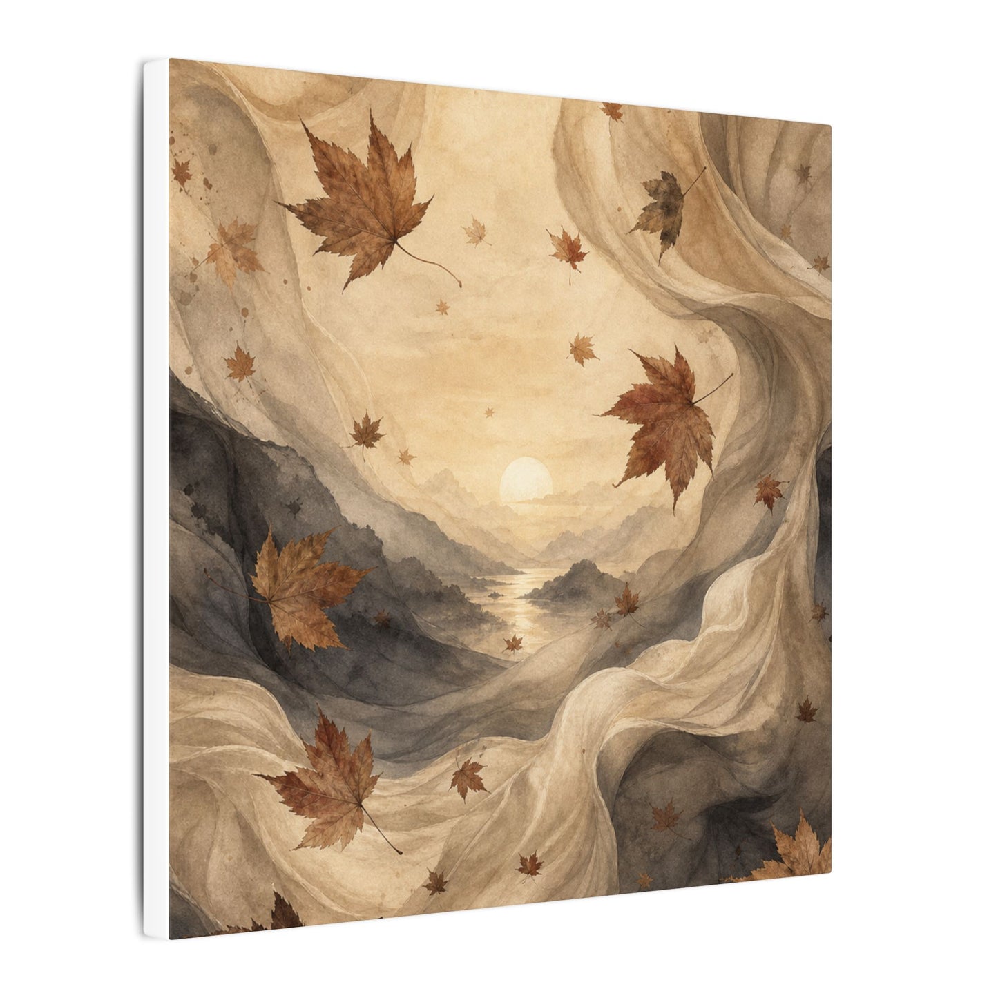 Autumn Silk Drape Watercolor Canvas Art | Earthy Decor