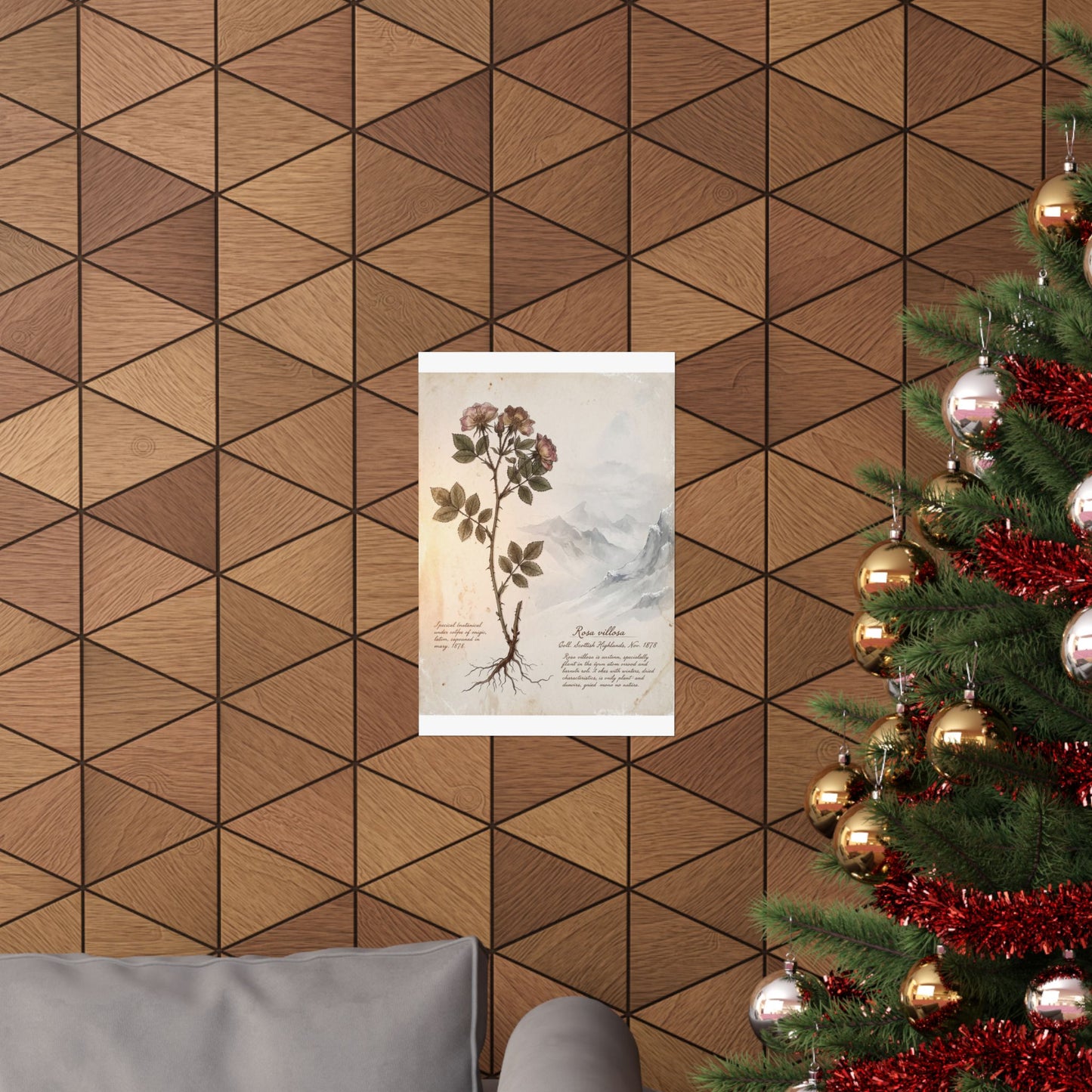 Winter Mountain Mist Herbarium Wall Art Print | Rustic Decor