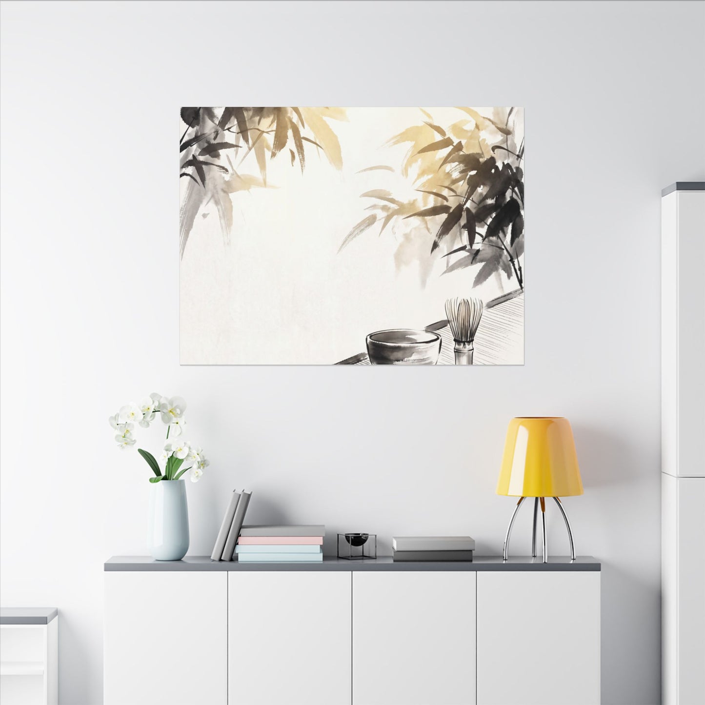 Tea Ceremony Sumi E Canvas Art | Serene Zen Art