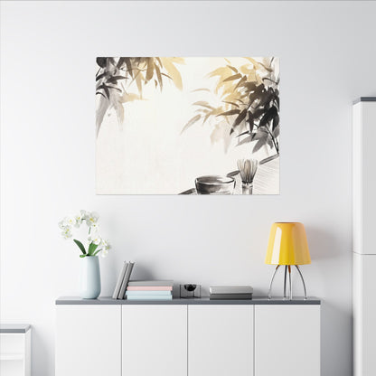 Tea Ceremony Sumi E Canvas Art | Serene Zen Art