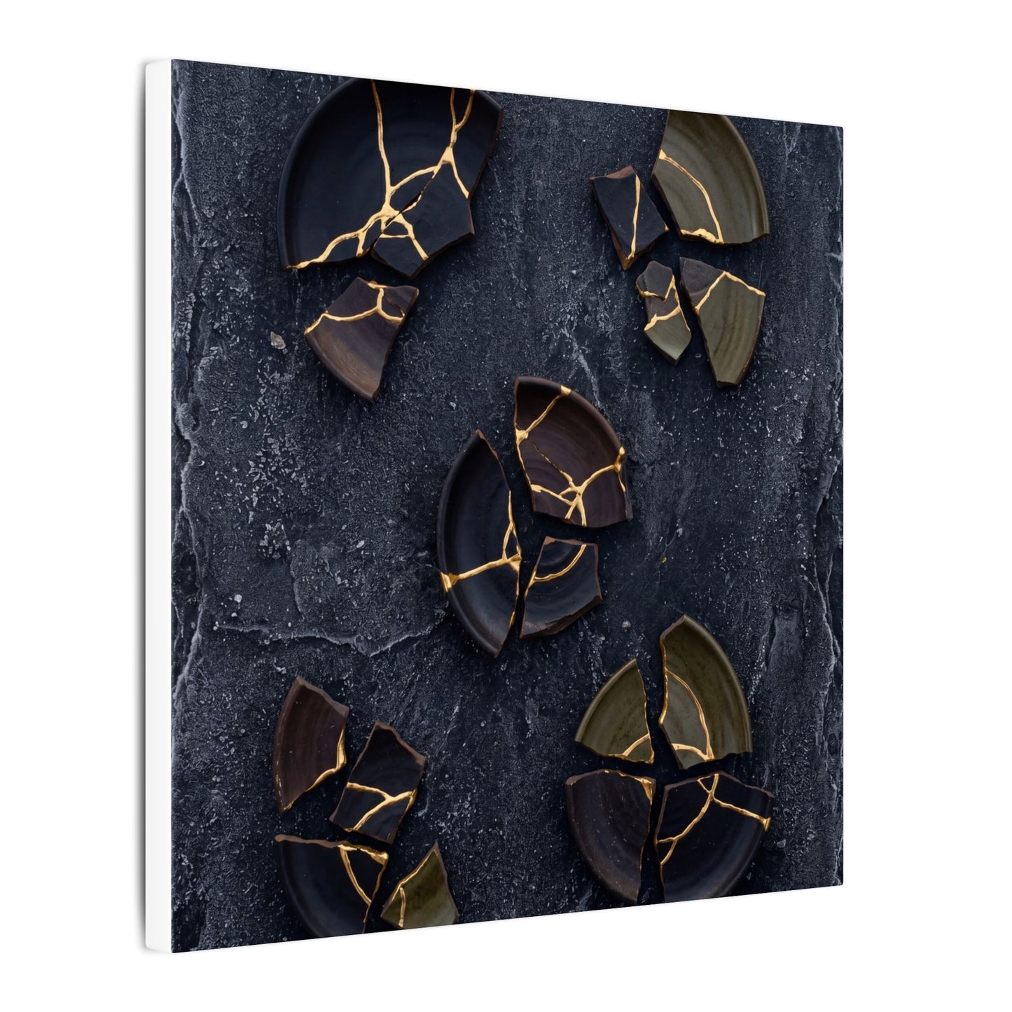 Broken Pottery Canvas Art | Winter Dark Japandi Shadow Zen Art