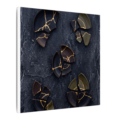 Broken Pottery Canvas Art | Winter Dark Japandi Shadow Zen Art