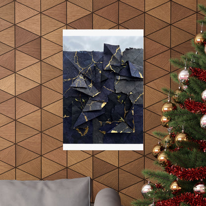 Paper Fold Crackle Gold Wall Art Print | Philosophical Kintsugi Art