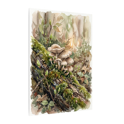 Wild Mushrooms Canvas Art | Spring Japandi Watercolor Art