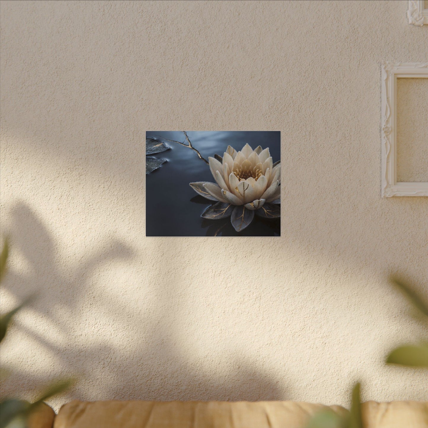 Beautiful Lotus Flower Canvas Art - Gold Vein Kintsugi