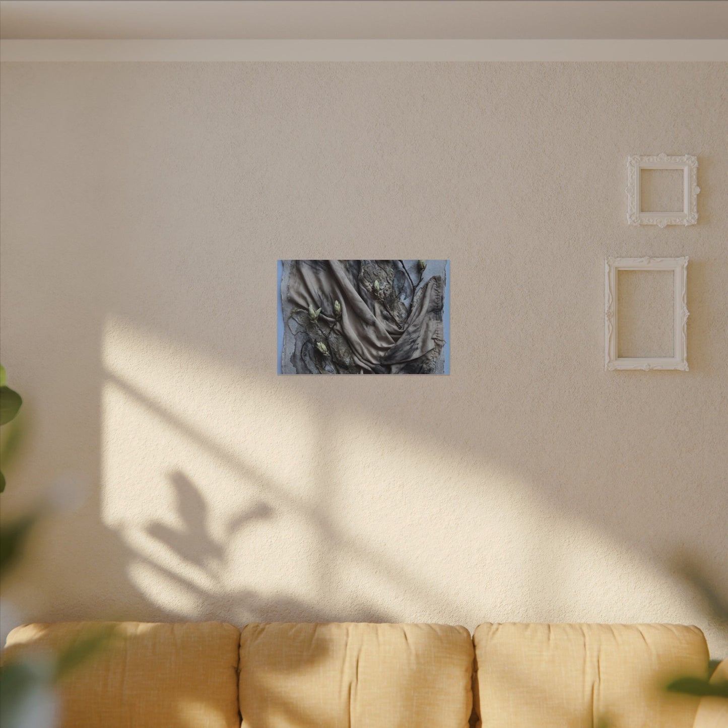 Japandi Silk Drape in Moonlight | Texture Canvas Art
