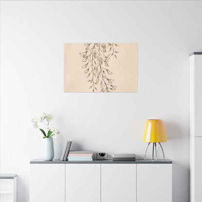 Japandi Wisteria in Golden Hour | Minimal Line Canvas Art