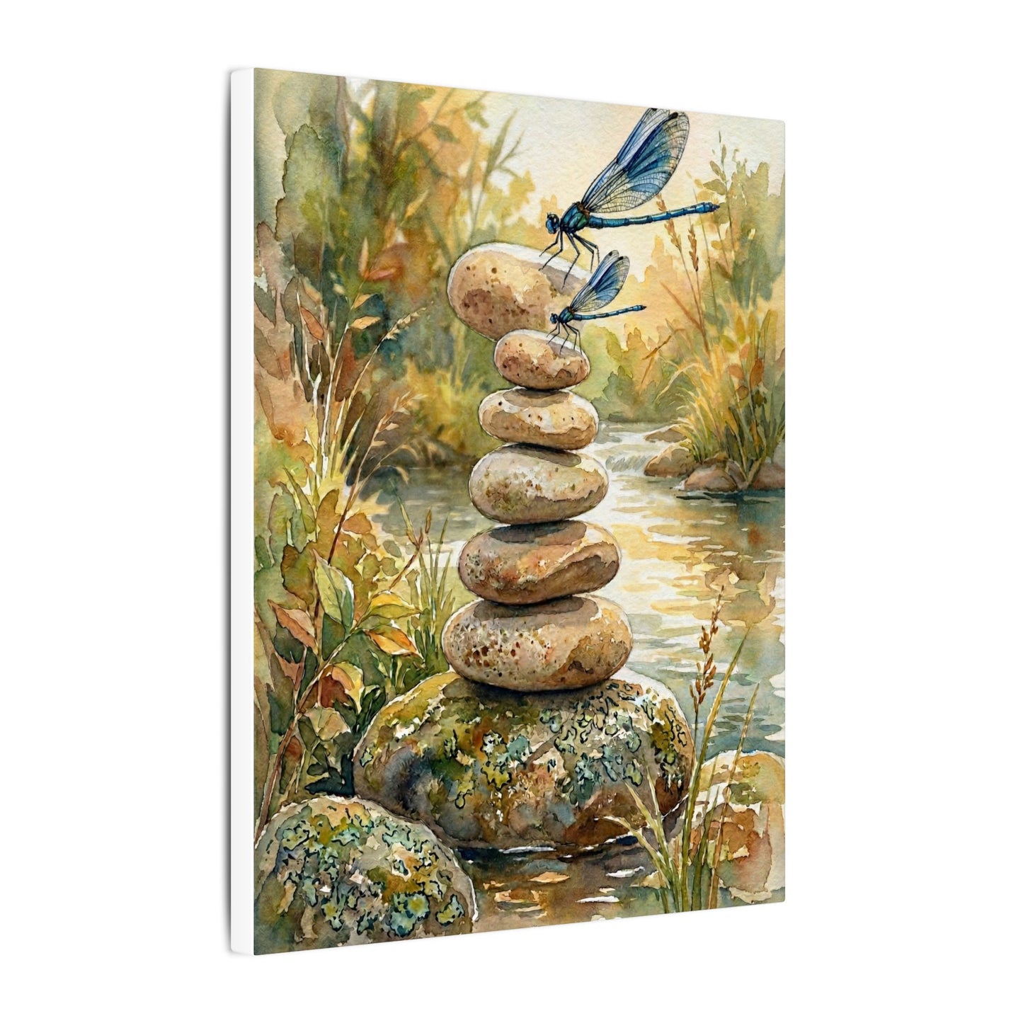 River Stones Summer Canvas Art | Japandi Cozy Design