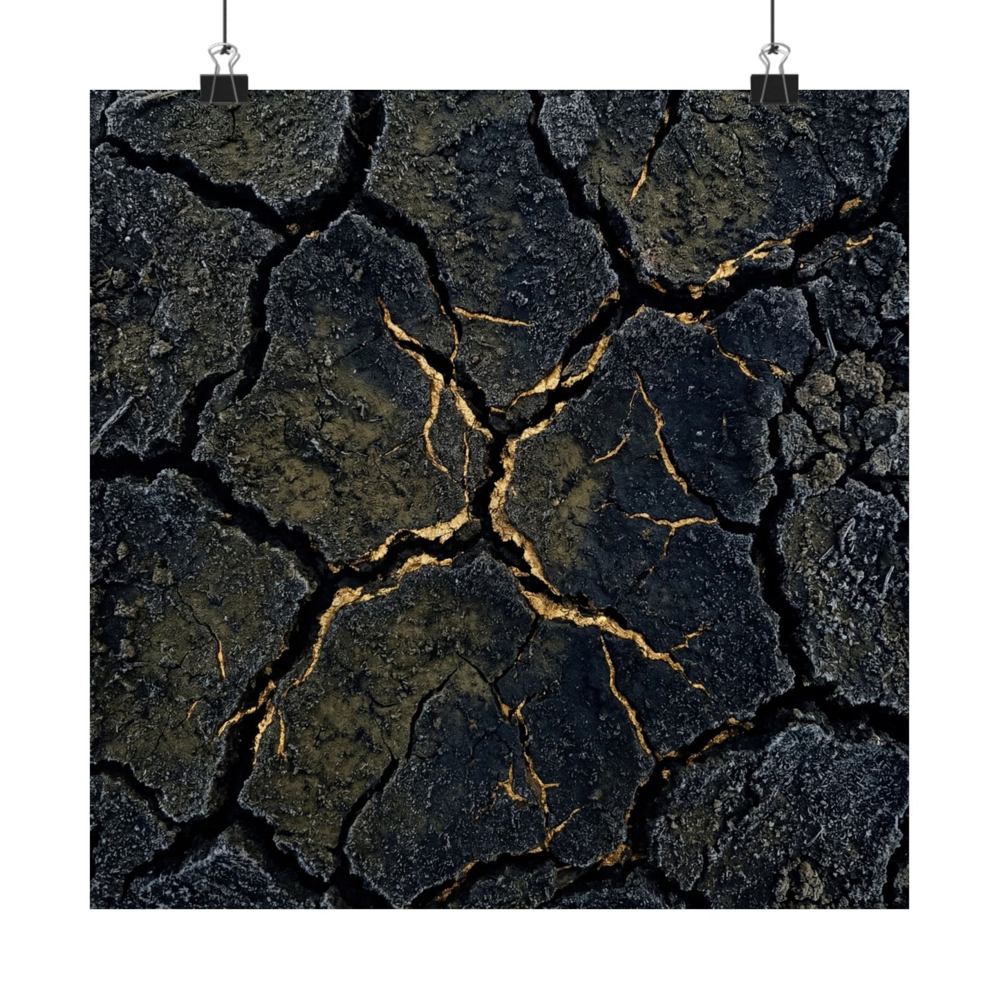 Cracked Earth Winter Wall Art Print | Dark Japandi Moody Design Art Print