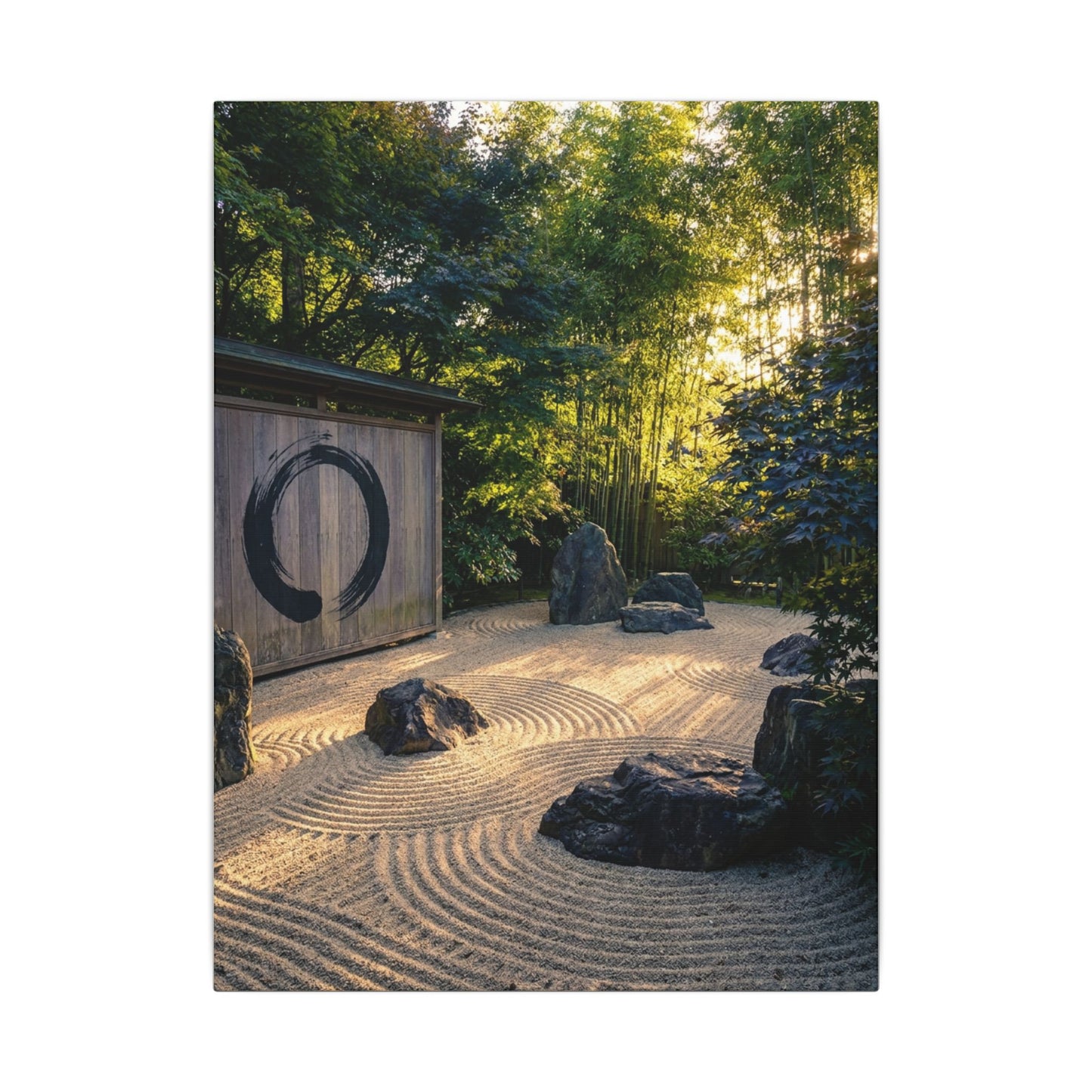 Rock Garden Enso Canvas Art | Tranquil Zen Art