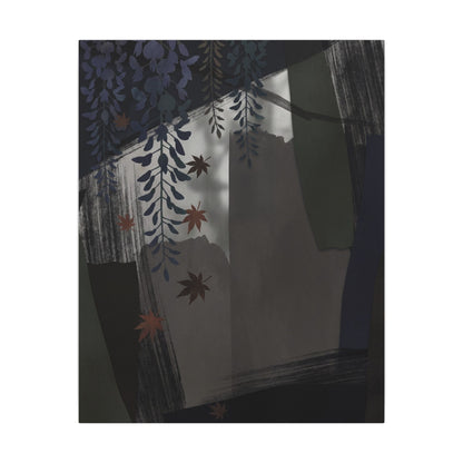 Wisteria Autumn Canvas Art | Dark Japandi Moody Design