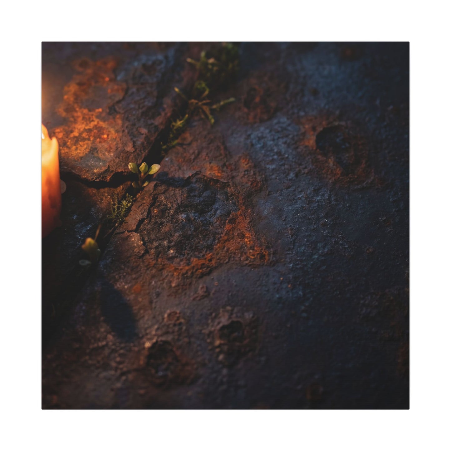 Candlelight Rust Patina Canvas Art - Dark Japandi Ma