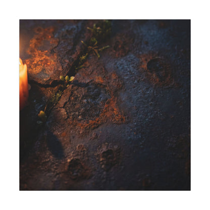 Candlelight Rust Patina Canvas Art - Dark Japandi Ma