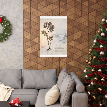 Winter Mountain Mist Herbarium Wall Art Print | Rustic Decor