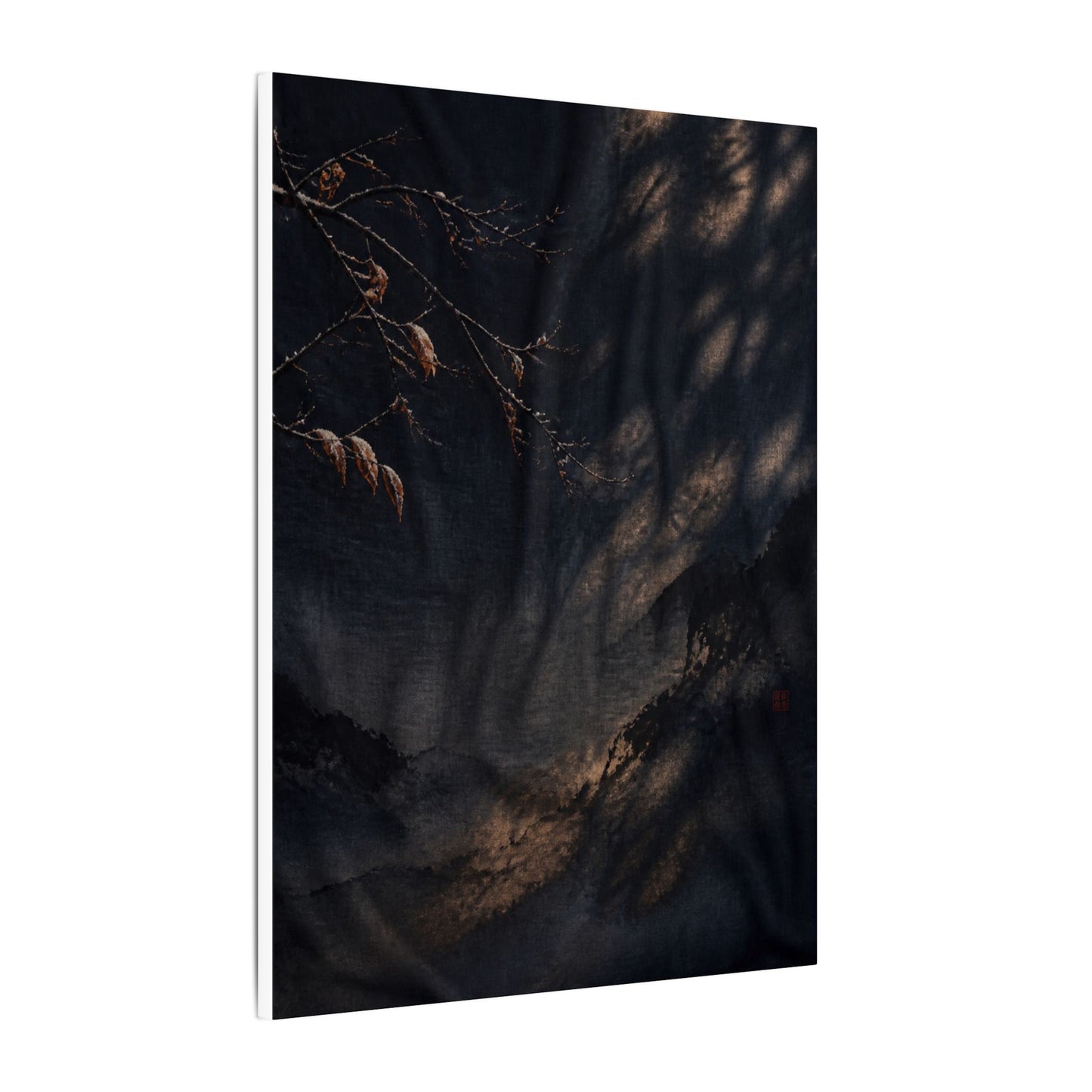Atmospheric Silk Drape Canvas Art - Charcoal Ink Dark Japandi