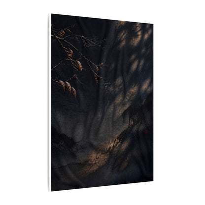 Atmospheric Silk Drape Canvas Art - Charcoal Ink Dark Japandi