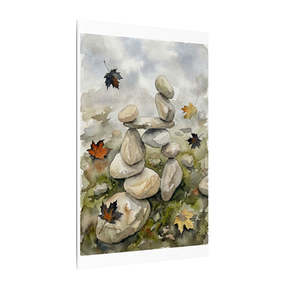 Overcast River Stones Canvas Art - Japandi Fukinsei
