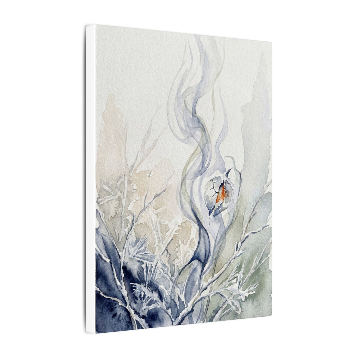 Earthy Incense Smoke Canvas Art - Watercolor Japandi