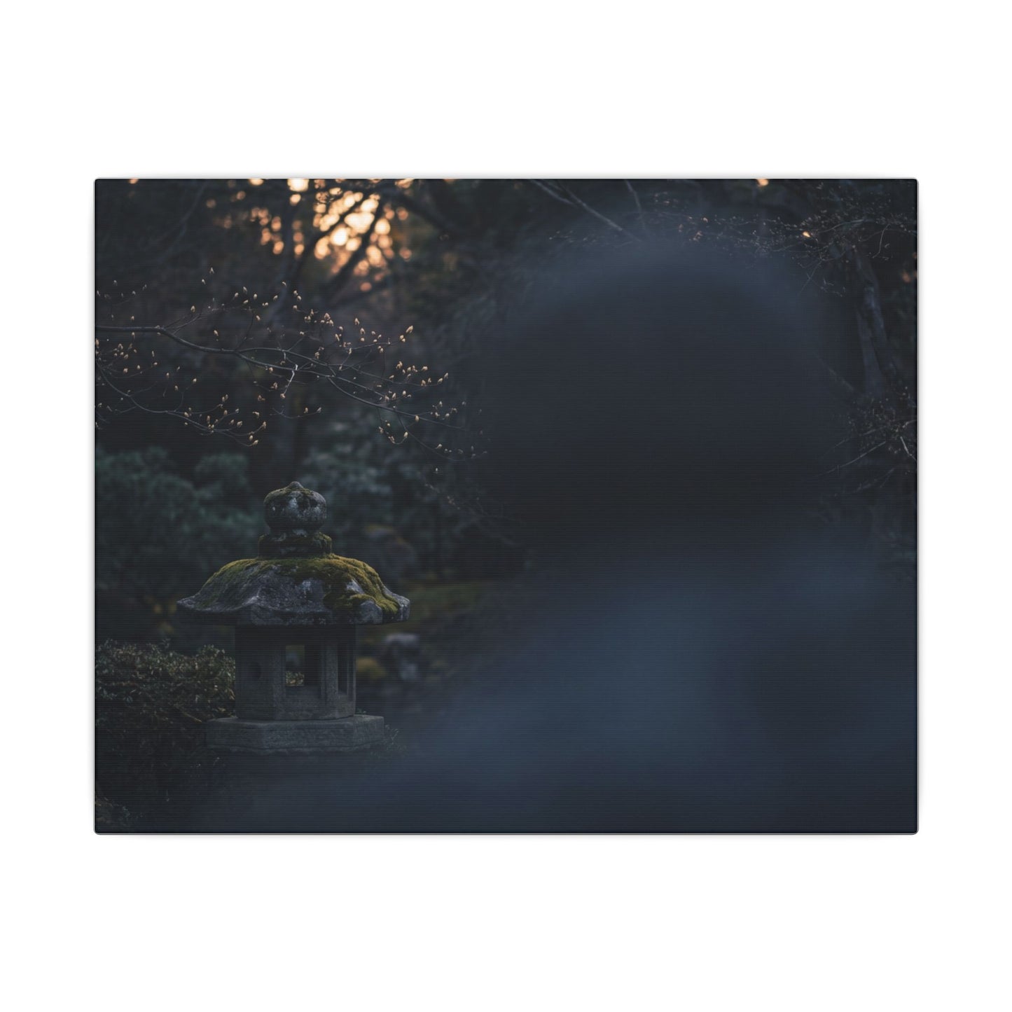 Spring Stone Lantern Moody Minimal Canvas Art | Bold Decor