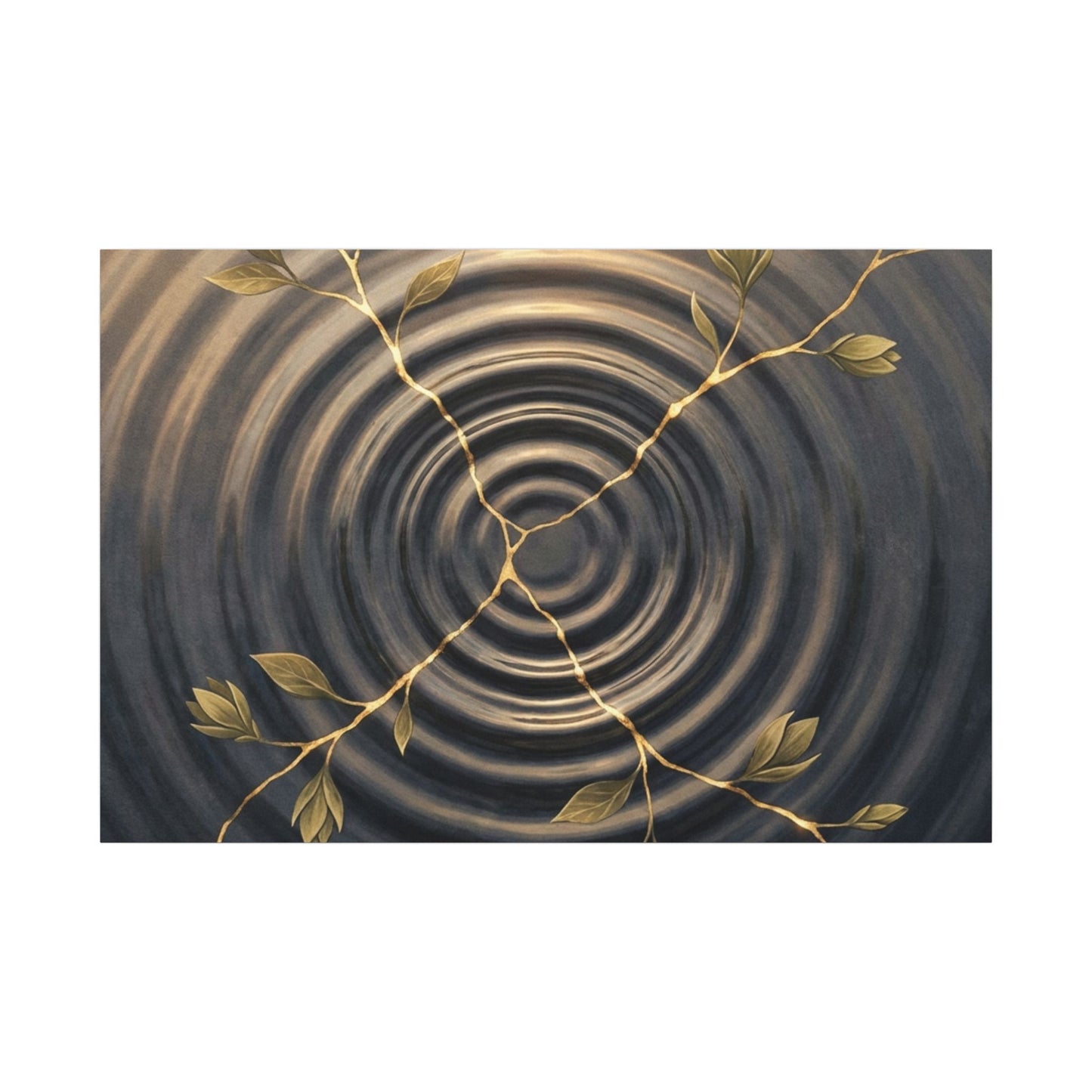 Kanso Water Ripple Canvas Art - Kintsugi Gold Vein