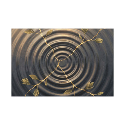 Kanso Water Ripple Canvas Art - Kintsugi Gold Vein